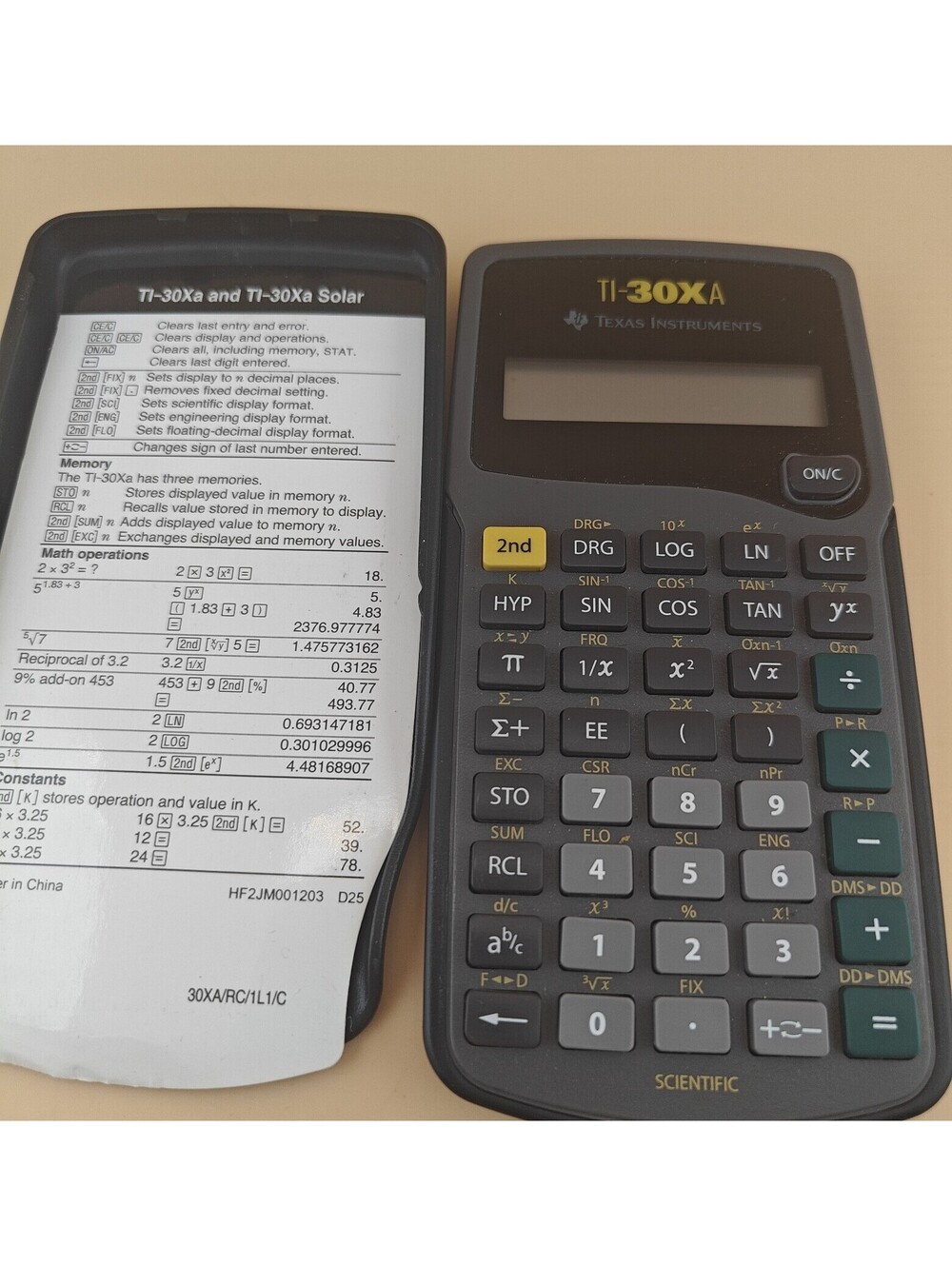 Texas Instruments TI-30Xa Scientific Calculator LCD Display Trigonometry